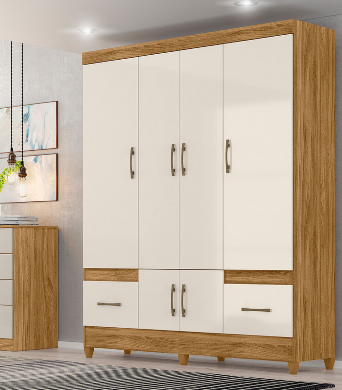 Guarda Roupa 6 Portas Ms912 Moval Freijó Off White - Eletrolar