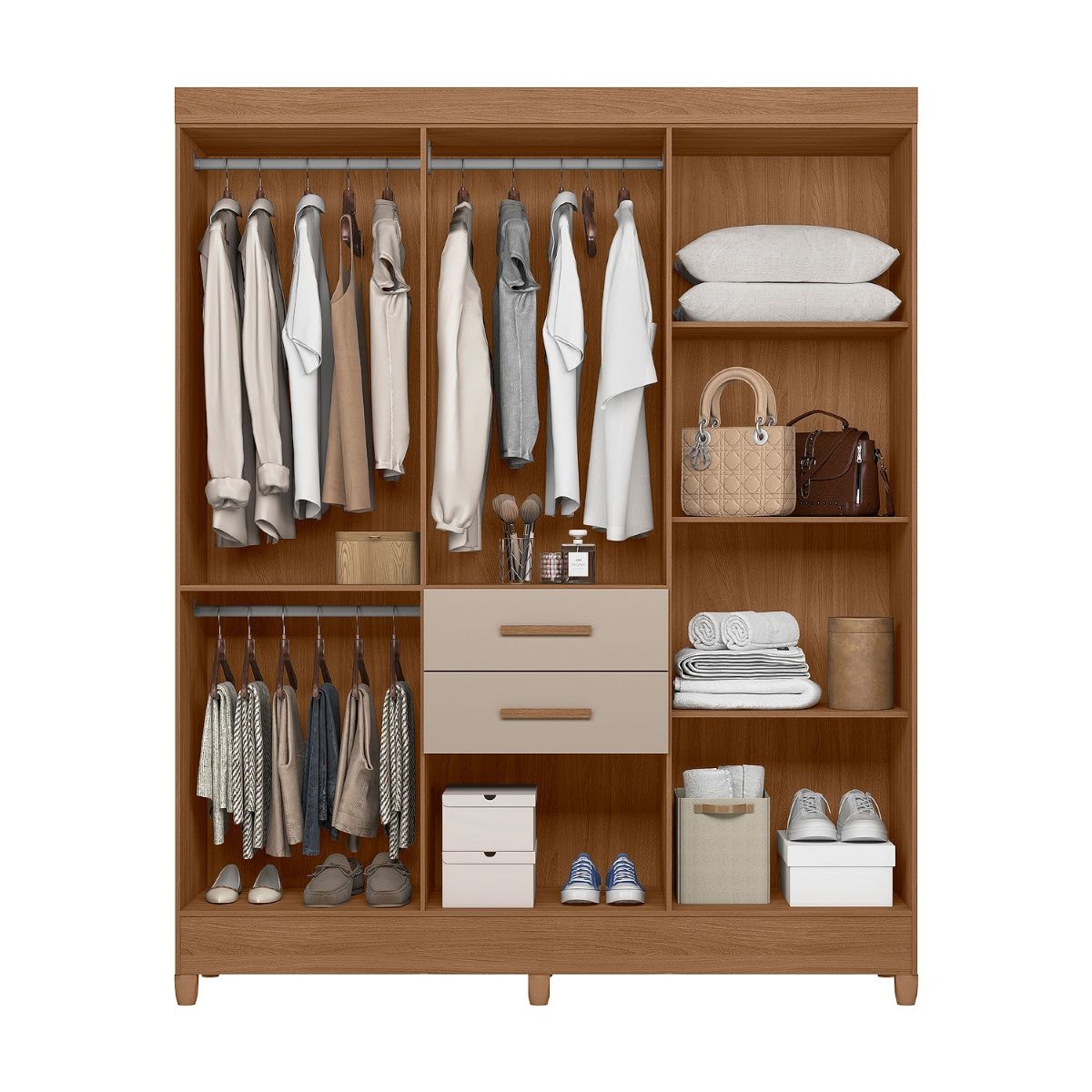 Guarda Roupa 7 Portas 2G Malta Moval Carvalho/Fendi - Eletrolar