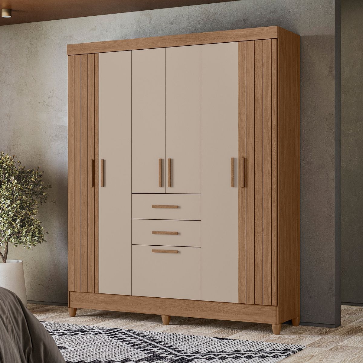 Guarda Roupa 7 Portas 2G Malta Moval Carvalho/Fendi - Eletrolar