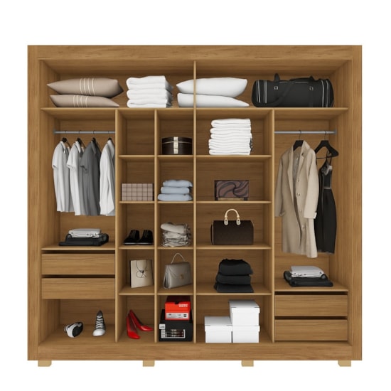 Guarda Roupa Copacabana 2Pts Com Espelho Cedro/Areia