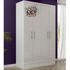 Guarda Roupa Paris 4 Portas Solteiro Mdf Branco Guarda Roupa Paris 4 Portas Solteiro Mdf Branco
