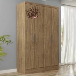 Guarda Roupa Paris 4 Portas Solteiro Mdf Ipê/Tex Guarda Roupa Paris 4 Portas Solteiro Mdf Ipê/Tex