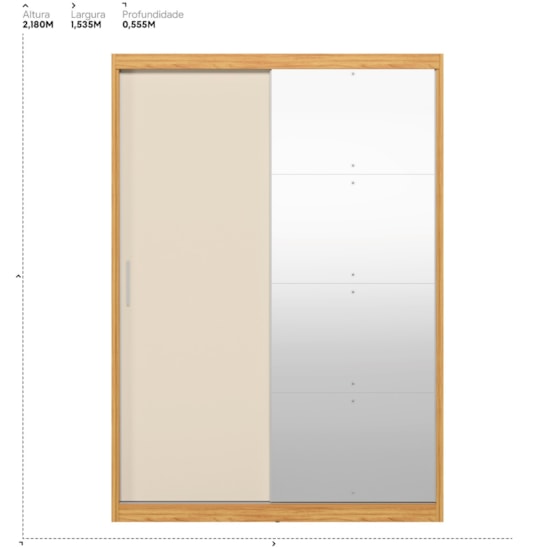 Guarda Roupas 2 Portas De Correr Riva C/ Cinamomo Off White