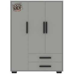 Guarda Roupas 3 Portas 100% Mdf Sweet Cinza Pux Preto Guarda Roupas 3 Portas 100% Mdf Sweet Cinza Pux Preto