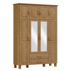 Guarda Roupas Madeira 8 Portas 2 Gavetas C/Espelho Bronze Freijó