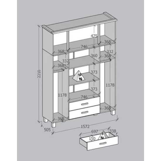 Guarda Roupas Madeira 8 Portas 2 Gavetas C/Espelho Bronze Freijó
