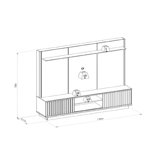 Home 180Cm Tv Ate 75P Ravenna Linea Brasil  Canela Off White