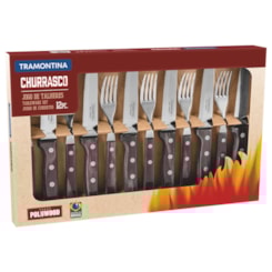Jogo Para Churrasco 12 Peças Polywood Inox Jogo Para Churrasco 12 Peças Polywood Inox