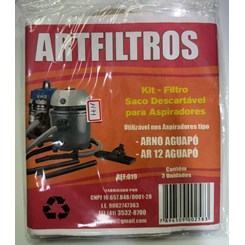 Kit 3 Filtros Saco Descartável Aspirador Aguapó Arno Ar12