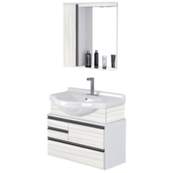 Kit Armário C/Espelheira Firenze 83.5 Branco/Palissandro A Kit Armário C/Espelheira Firenze 83.5 Branco/Palissandro A