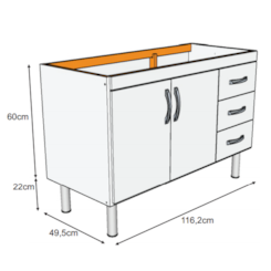 Kit Balcão E Pia Tóquio 1.20Cm Rorato Pia Cor Travertino Kit Balcão E Pia Tóquio 1.20Cm Rorato Pia Cor Travertino