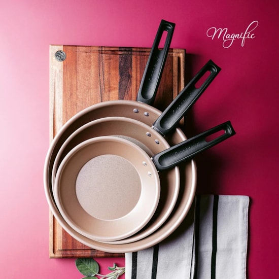 Kit Frigideira Francesa Al 16 20 24Cm Bege/Cereja