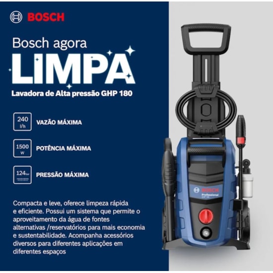 Lavadora Alta Pressao Ghp 180 1500W 220V Azul Lavadora Alta Pressao Ghp 180 1500W 220V Azul