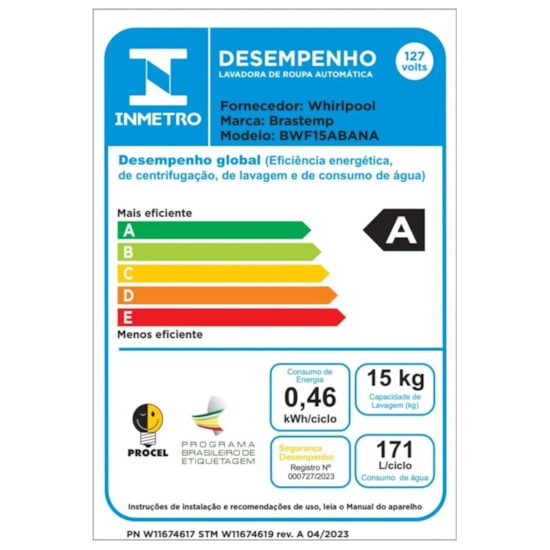 Lavadora De Roupas 15Kg Bwf15 Brastemp 220V Branco