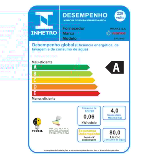 Lavadora De Roupas 4Kg Semiautomatica Super Wanke 220V Preto