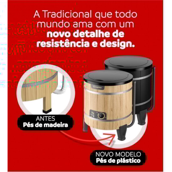Lavadora De Roupas Tradicional Madeira Wanke 220V Preto