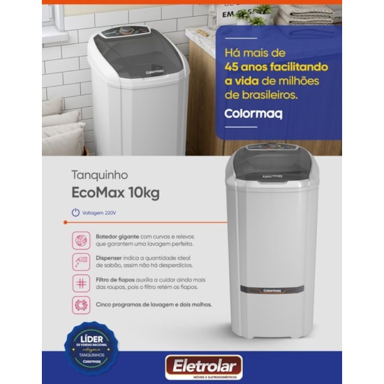 Lavadora Roupas 10Kg Lcs10 Colormaq 220V Branco Lavadora Roupas 10Kg Lcs10 Colormaq 220V Branco