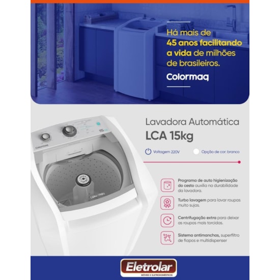 Lavadora Roupas 15Kg Lca15 Colormaq 220V Branco Lavadora Roupas 15Kg Lca15 Colormaq 220V Branco
