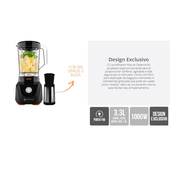 Liquidificador 1000W Robust Liq400 220V Preto Liquidificador 1000W Robust Liq400 220V Preto