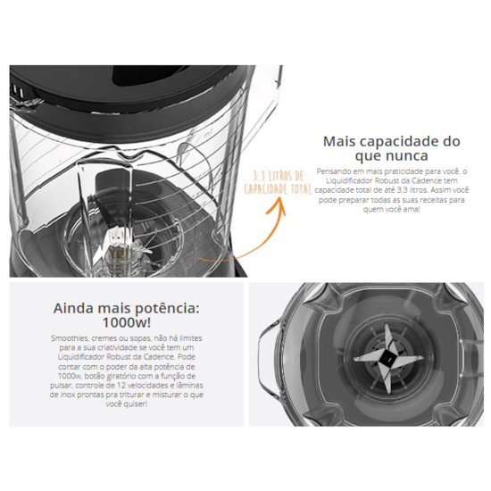 Liquidificador 1000W Robust Liq400 220V Preto Liquidificador 1000W Robust Liq400 220V Preto