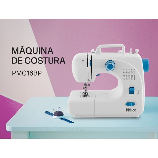 Máquina De Costura Pmc16bp Biv Branco Azul