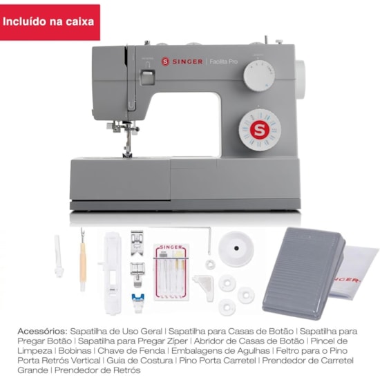 Maquina De Costura Singer Pro Facilita 4423 220V Cinza