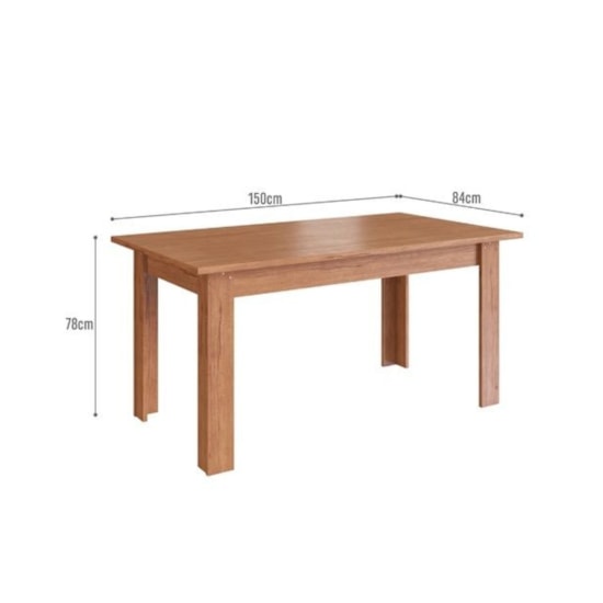 Mesa 1,50 X 84 Cm Sem Vidro Canto Reto Canela