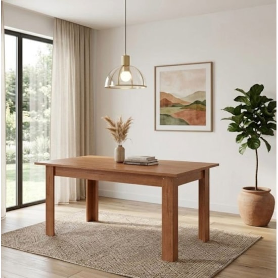Mesa 1,50 X 84 Cm Sem Vidro Canto Reto Canela