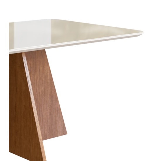 Mesa 1,60X0,90 Com Vidro Canto Redondo Canela Off  White Mesa 1,60X0,90 Com Vidro Canto Redondo Canela Off  White
