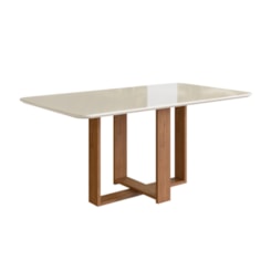 Mesa 1.60X90 Com Vidro Canto Redondo Canela Off White Mesa 1.60X90 Com Vidro Canto Redondo Canela Off White