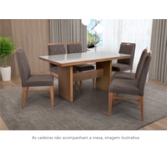Mesa 180 X 90Cm Lemnos Com Vidro Nude Carvalho Mesa 180 X 90Cm Lemnos Com Vidro Nude Carvalho