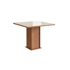 Mesa 90X90 Com Vidro Canto Reto 115 Canela Off  White