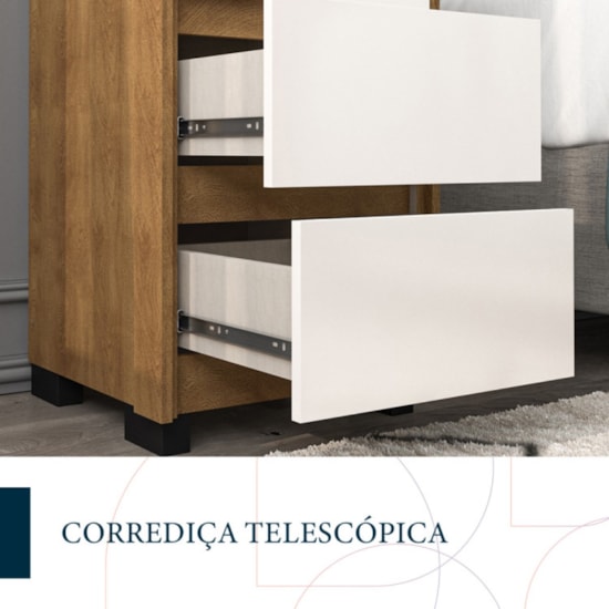 Mesa Cabeceira Coimbra 3Gav Mdp Freijó Off White