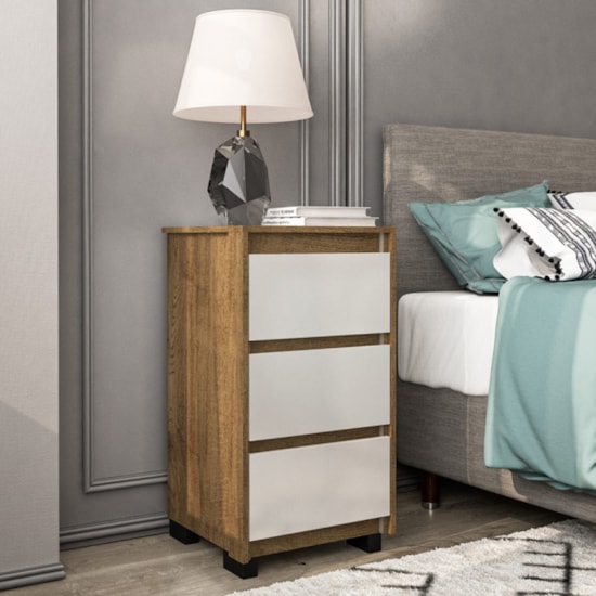Mesa Cabeceira Coimbra 3Gav Mdp Freijó Off White