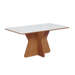 Mesa Catânia Com Vidro 180 X 90Cm Carvalho Nude