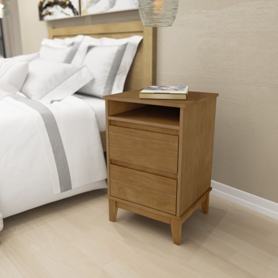 Mesa De Cabeceira 2 Gavetas Com Nicho Freijó Mesa De Cabeceira 2 Gavetas Com Nicho Freijó