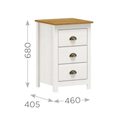 Mesa De Cabeceira 3 Gav Madeira Maciça Branco Carvalho Mesa De Cabeceira 3 Gav Madeira Maciça Branco Carvalho