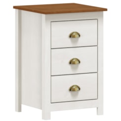 Mesa De Cabeceira 3Gav Topázio Finestra Branco/Teca Mesa De Cabeceira 3Gav Topázio Finestra Branco/Teca