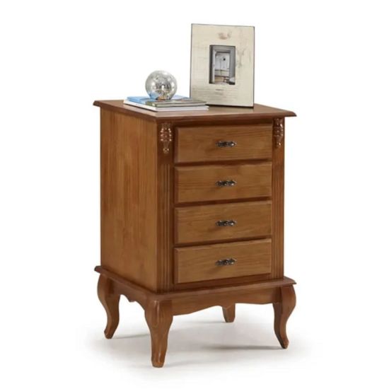 Mesa De Cabeceira Com 4 Gavetas Linz Imbuia Glazer