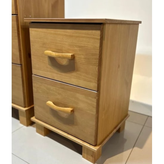 Mesa De Cabeceira Madeira 2 Gavetas  Bronze Finestra Freijó