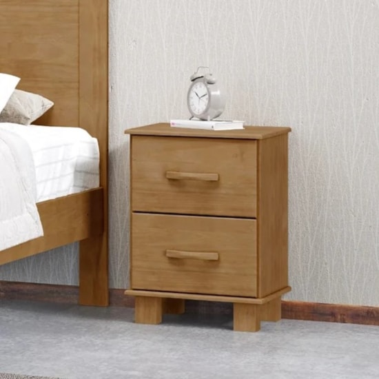 Mesa De Cabeceira Madeira 2 Gavetas  Bronze Finestra Freijó