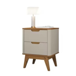 Mesa De Cabeceira Vicenza 2 Gavetas Off White Cedro