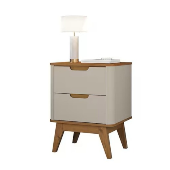 Mesa De Cabeceira Vicenza 2 Gavetas Off White Cedro