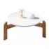 Mesa De Centro Redonda Pes Em Madeira Branco/Cedro