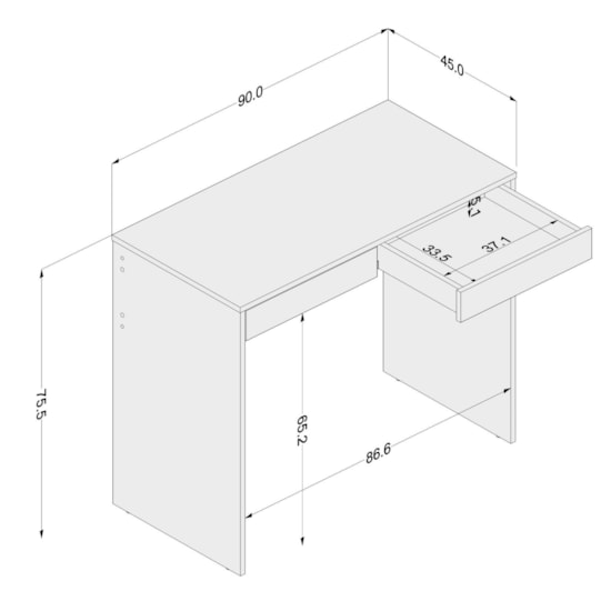 Mesa Escritorio Tijuca 2 Gav Politorno Branco Mesa Escritorio Tijuca 2 Gav Politorno Branco