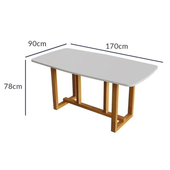 Mesa Filadelfia 170X90 Tampo Oval Mdf Cerejeira/Nevaska