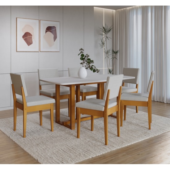 Mesa Filadelfia 170X90 Tampo Oval Mdf Cerejeira/Nevaska