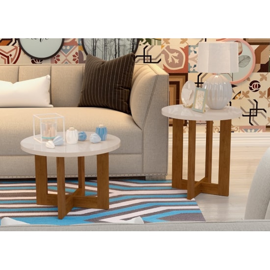Mesa Lateral Luxo  Jb 8002 Perola/Caramelo Mesa Lateral Luxo  Jb 8002 Perola/Caramelo