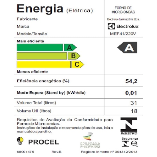 Micro Ondas 31L Mef41 Electrolux 220V Branco Micro Ondas 31L Mef41 Electrolux 220V Branco