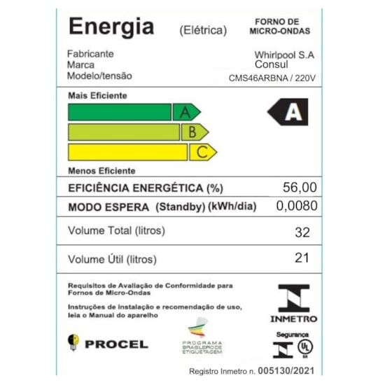 Micro Ondas 32L Cms46 Consul 220V Inox